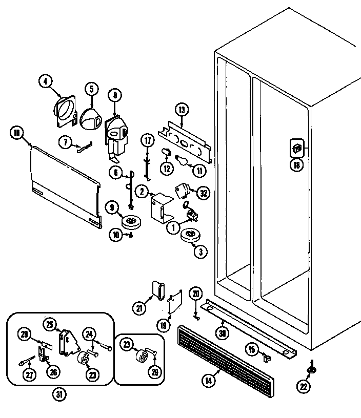 Jenn-Air JRSD2460A fresh food compartment diagram