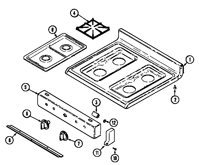 Maytag CRG7500CGE top assembly diagram