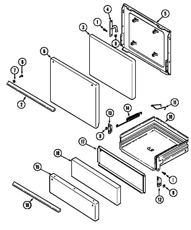 Norge N1100PAW door/drawer diagram