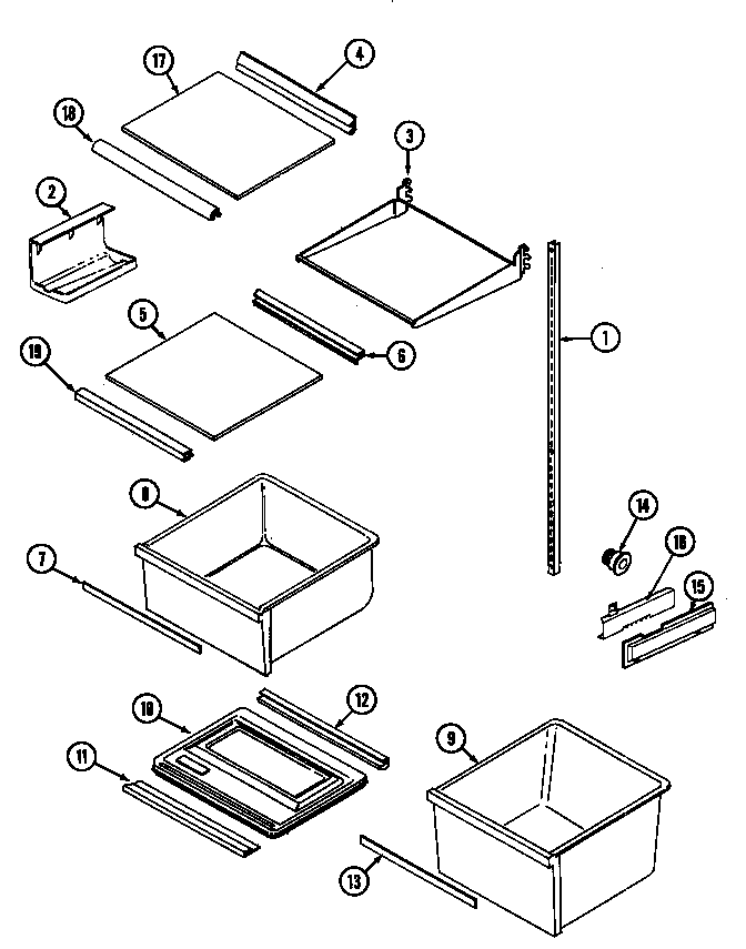 Jenn-Air JS20Y8DW shelves & accessories diagram