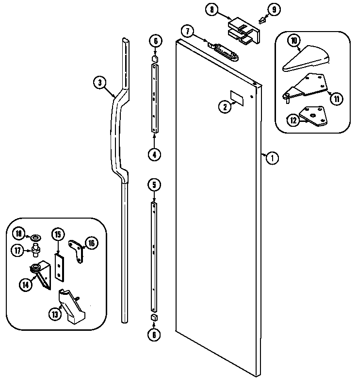 Jenn-Air JS20Y8DW fresh food outer door diagram