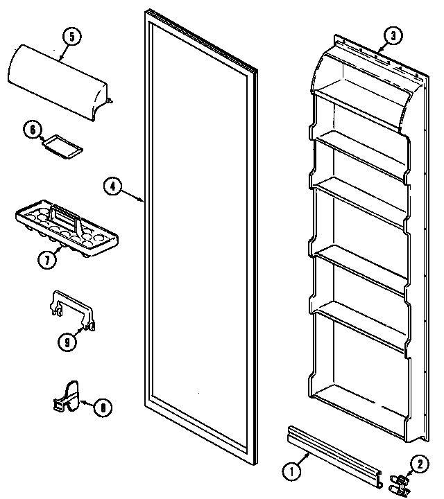 Jenn-Air JS20Y8DW fresh food inner door diagram