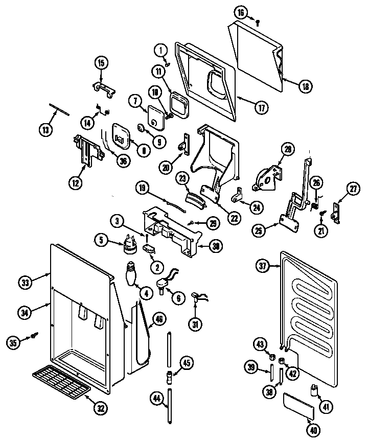 Jenn-Air JS20Y8DW ice & water dispenser diagram