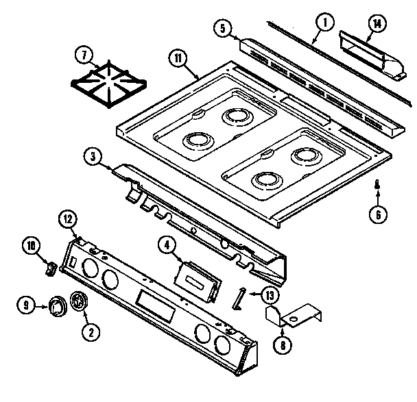 Jenn-Air SCG20200W top assembly diagram