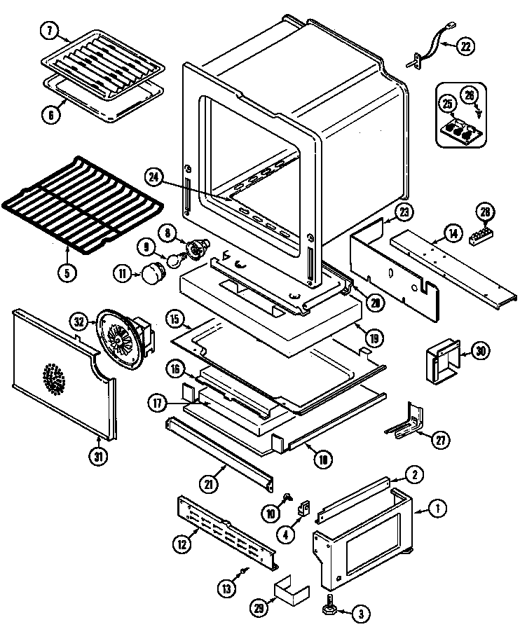 Jenn-Air SCG20200W oven/base diagram