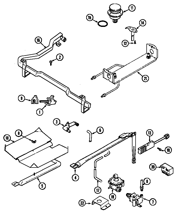 Jenn-Air SCG20200W gas controls diagram