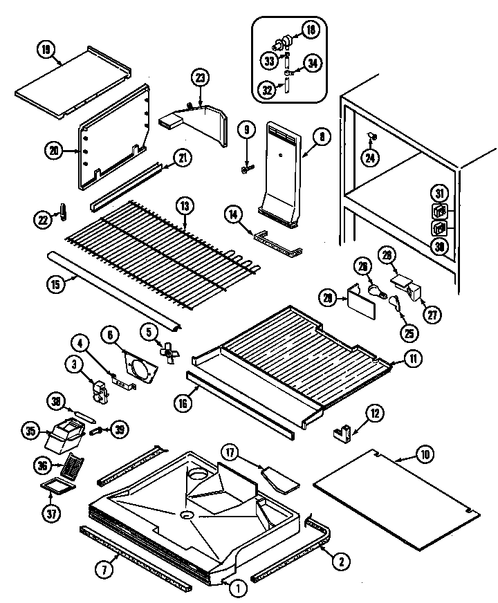Jenn-Air JRTD229LW freezer compartment diagram