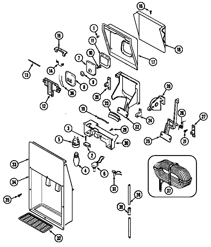 Jenn-Air JRTD229LW ice & water dispenser diagram