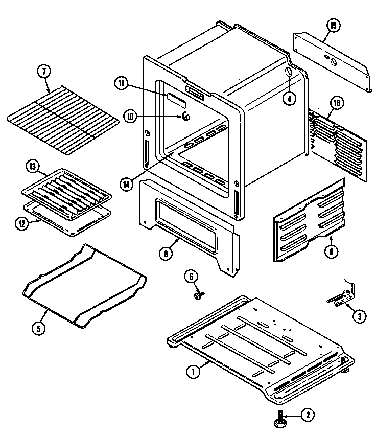 Admiral CRPA200BXL oven/base diagram