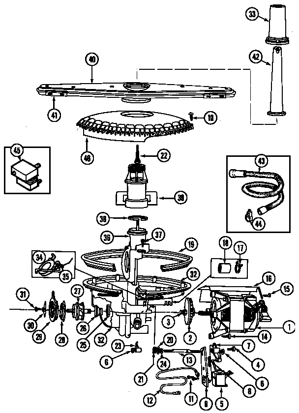 Magic Chef DU2000B-C pump & motor diagram