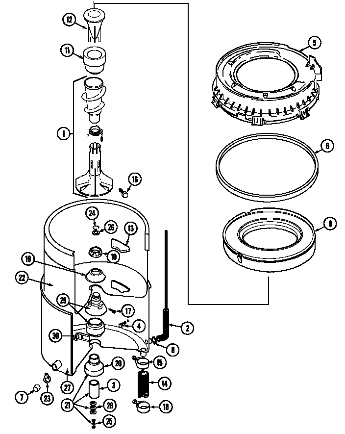 Maytag LAT9206ABM tub (9206/8826aae,aam) diagram