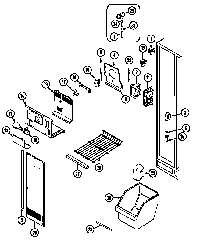 Maytag GS20B6C3EV freezer compartment diagram