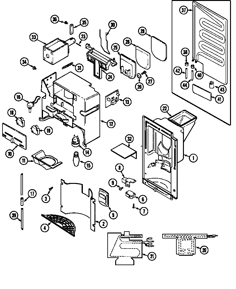 Maytag GS20B6C3EV ice & water dispenser diagram