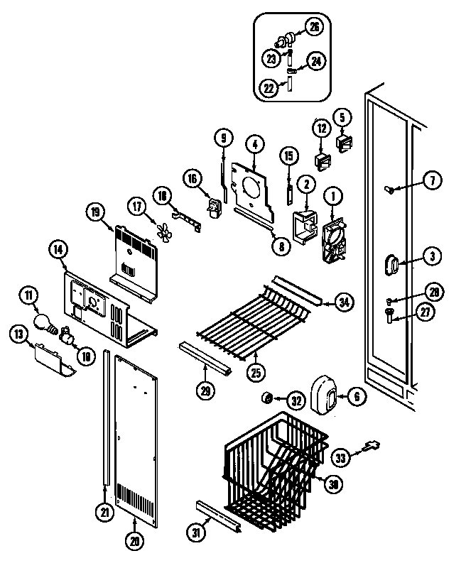 Maytag GC20B7C3EB freezer compartment diagram