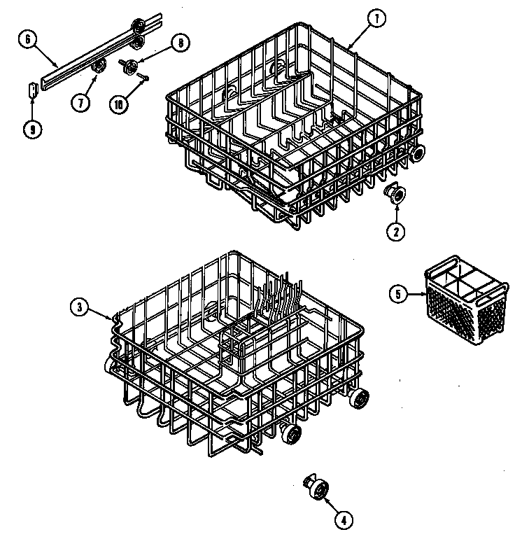 Magic Chef DU8000V track & rack assembly diagram