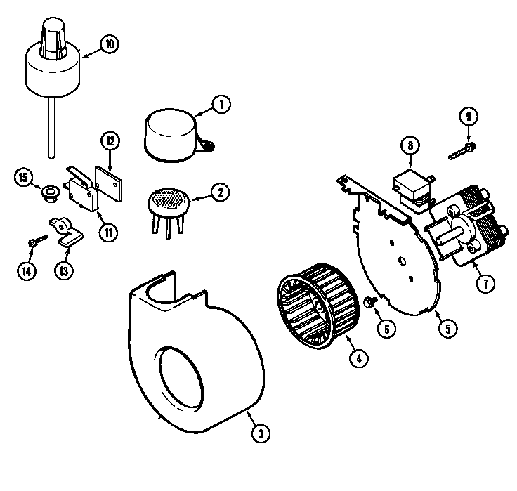 Magic Chef DU8000V blower, float & water level switch diagram
