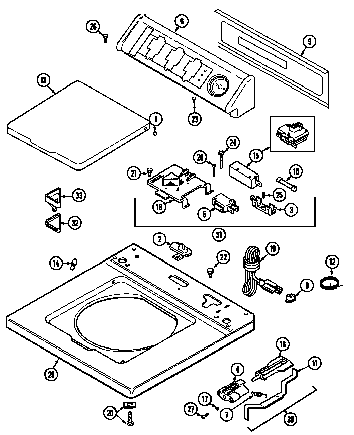 Maytag LAT8626AAE top diagram