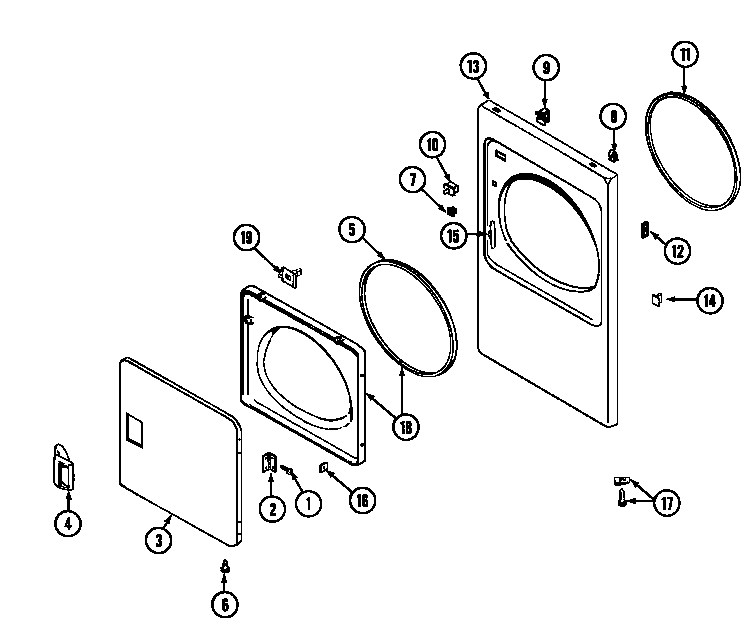 Maytag LDG9306ABE door diagram