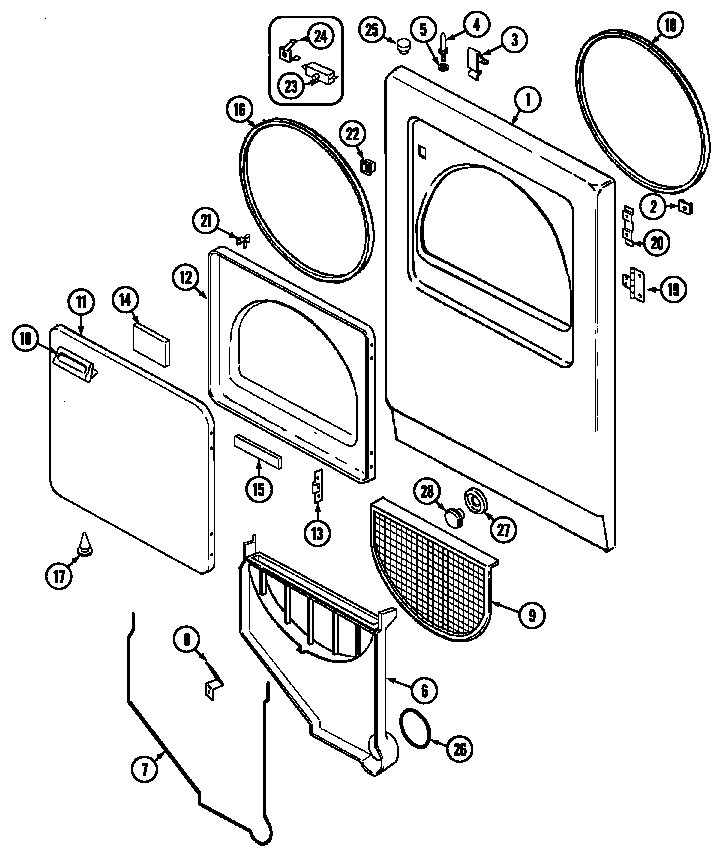 Maytag LDEH200AKV door diagram