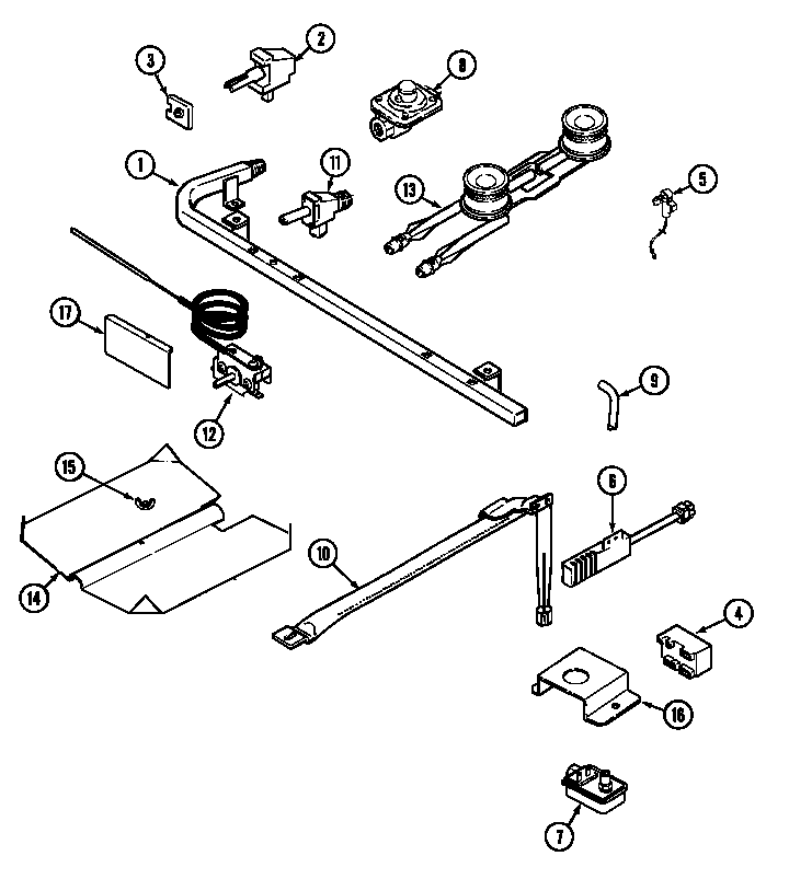 Jenn-Air J31111WAV gas controls diagram