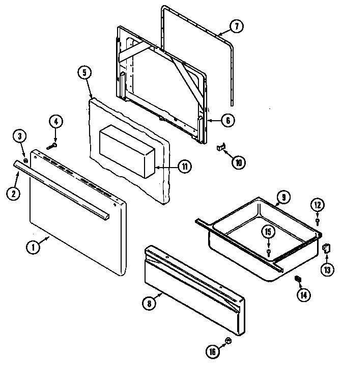 Jenn-Air JE3510PRW door/drawer diagram