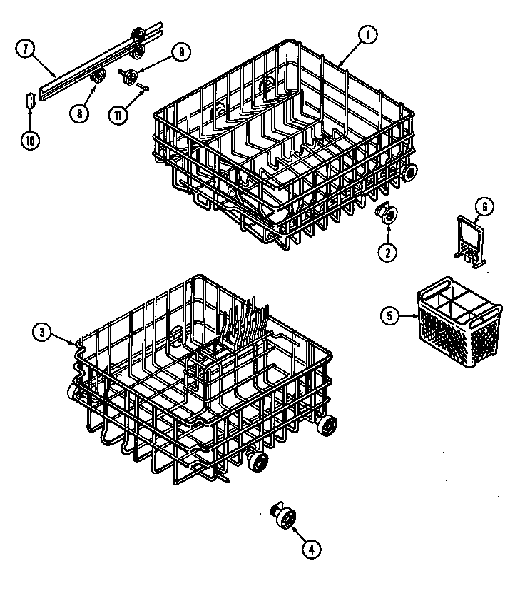 Magic Chef DU4500B-C track & rack assembly diagram