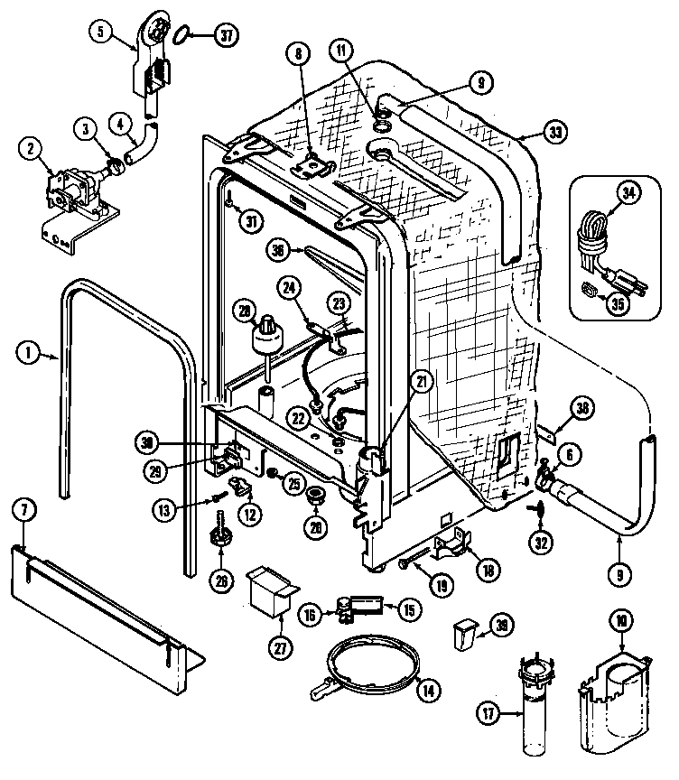 Magic Chef DU4500B-C tub diagram