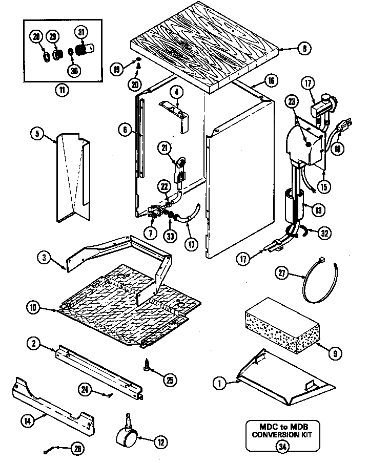 Magic Chef DU4500B-C cabinet & faucet coupler assy (dc4500b) diagram