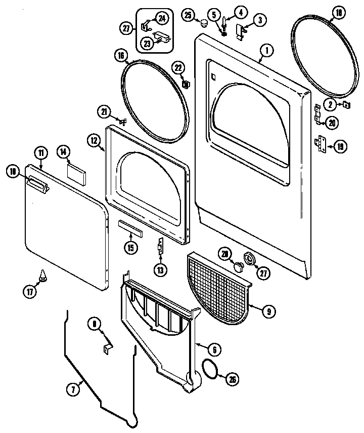 Maytag LDG1000AAE door diagram