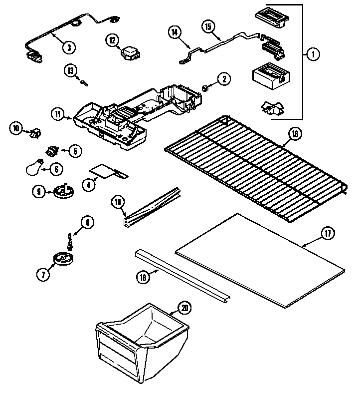 Magic Chef CTB1722ARW fresh food compartment (ctb1722ara) (ctb1722arw) (ctm1722ara) (ctm1722arw) diagram