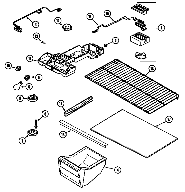 Magic Chef CTB1722ARW fresh food compartment (bisque) (ctb1722arq) diagram