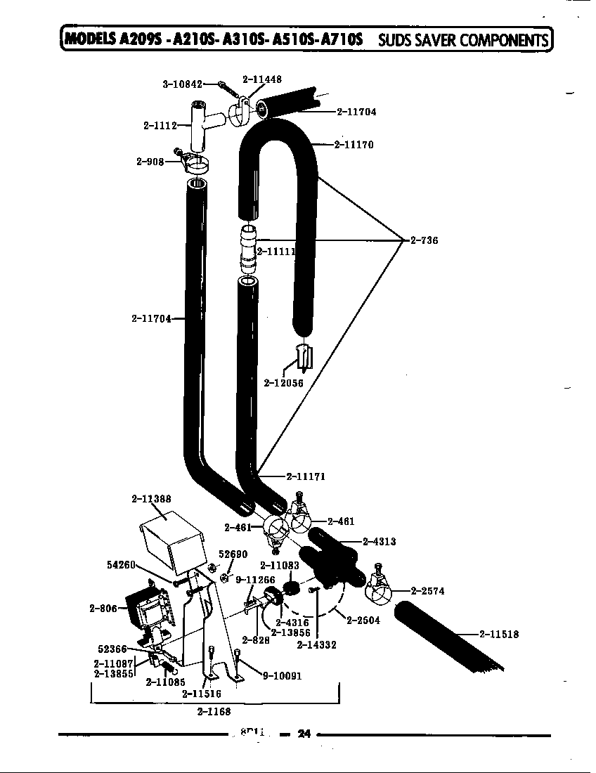 Maytag A710S suds saver components (a710s) diagram