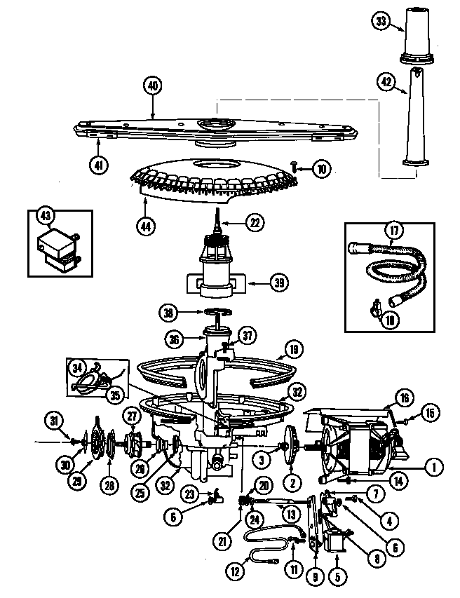 Maytag GDU450V pump & motor diagram