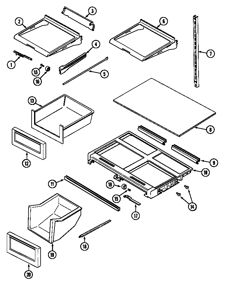 Jenn-Air JTB1987ARW shelves & accessories diagram