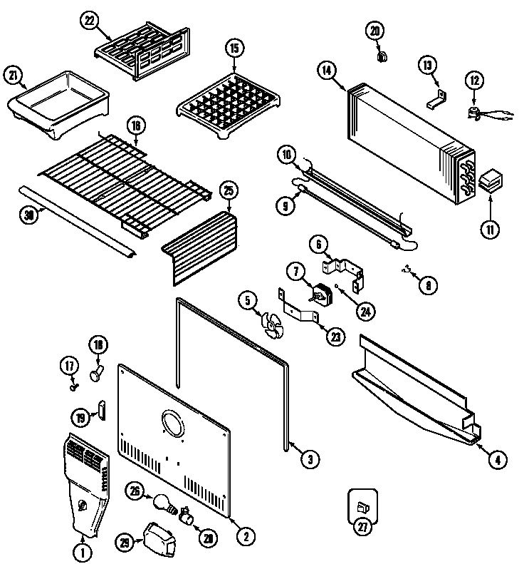 Jenn-Air JTB1987ARW freezer compartment diagram