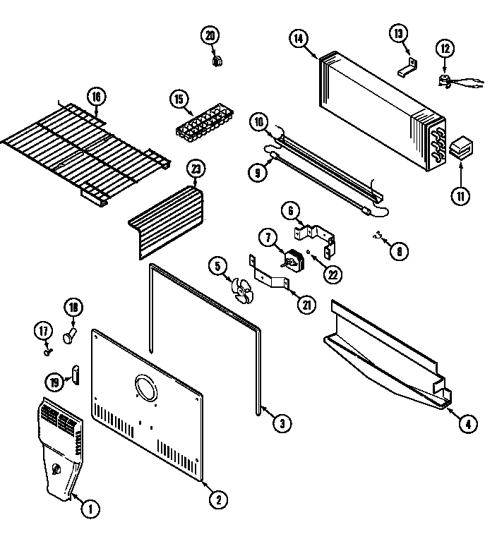 Magic Chef CTB1924ARA freezer compartment diagram