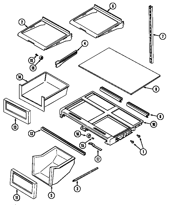 Maytag MTB1954ARW shelves & accessories diagram