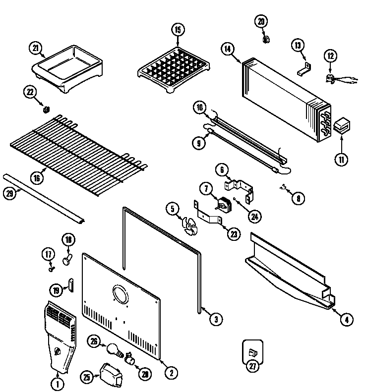 Maytag MTB1954ARW freezer compartment diagram
