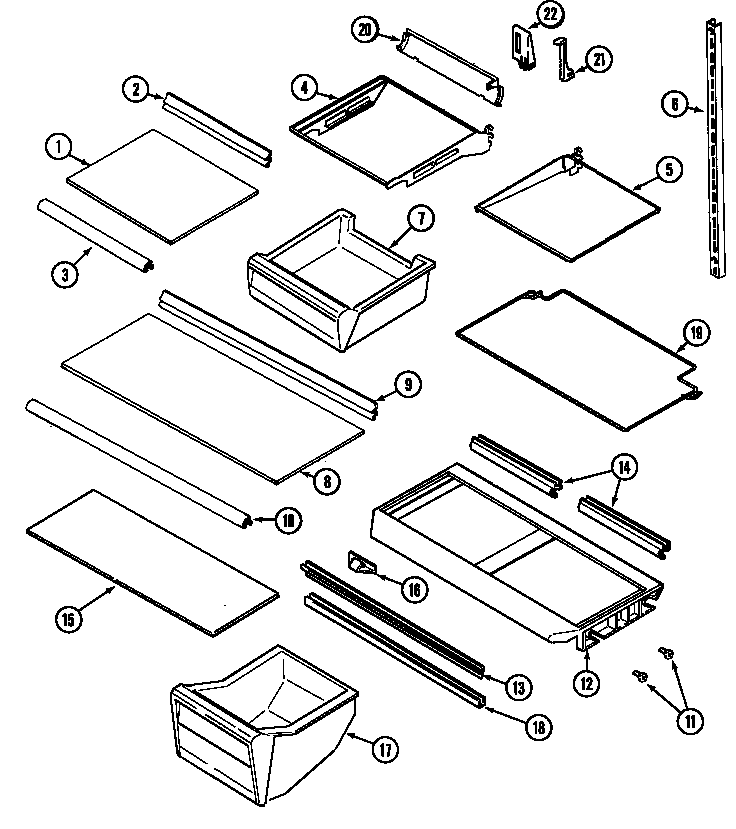 Magic Chef CTB2124ARB shelves & accessories diagram