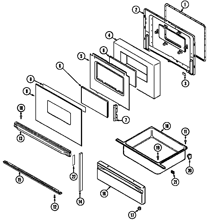 Maytag ME3842XRA door/drawer diagram