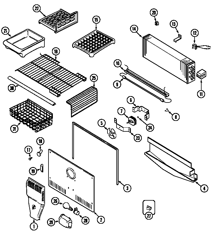 Maytag MTB2156AEB freezer compartment diagram