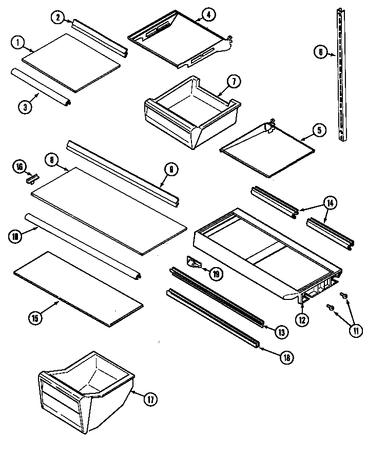 Maytag GT1526PVCW shelves & accessories diagram