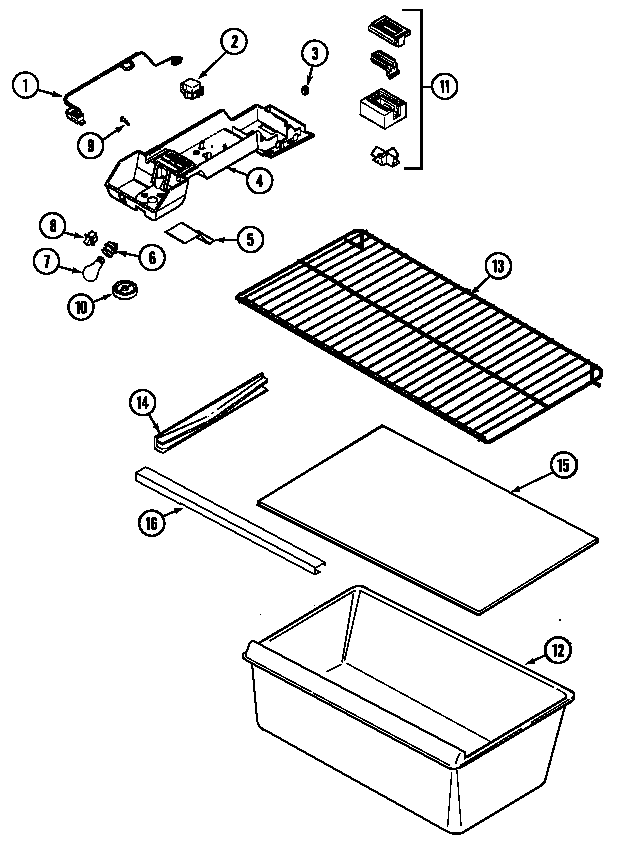 Norge NTB1511ARW fresh food compartment diagram
