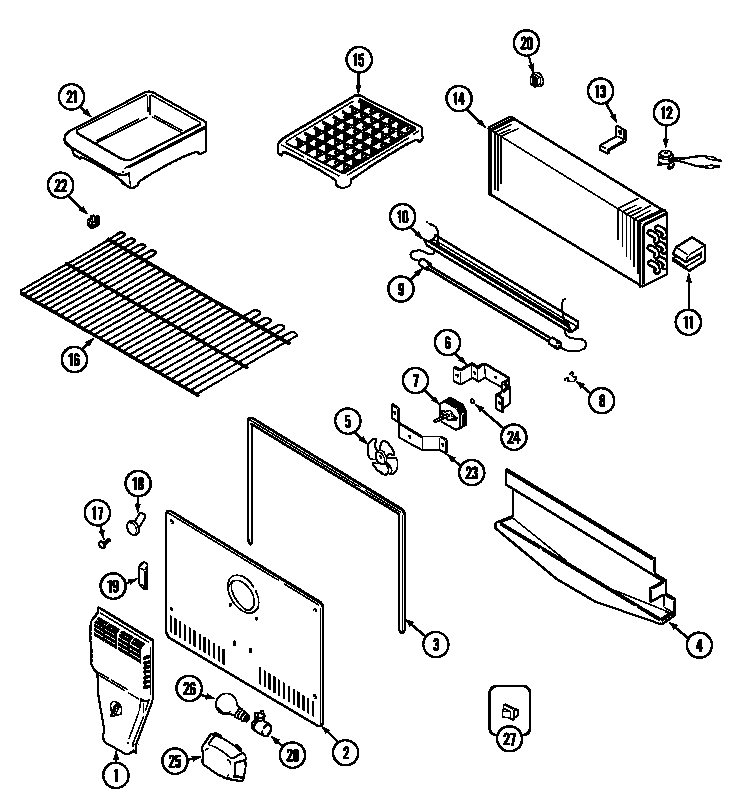 Jenn-Air JTB2186ARW freezer compartment diagram