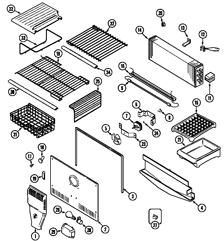 Jenn-Air JTB2488AEA freezer compartment diagram