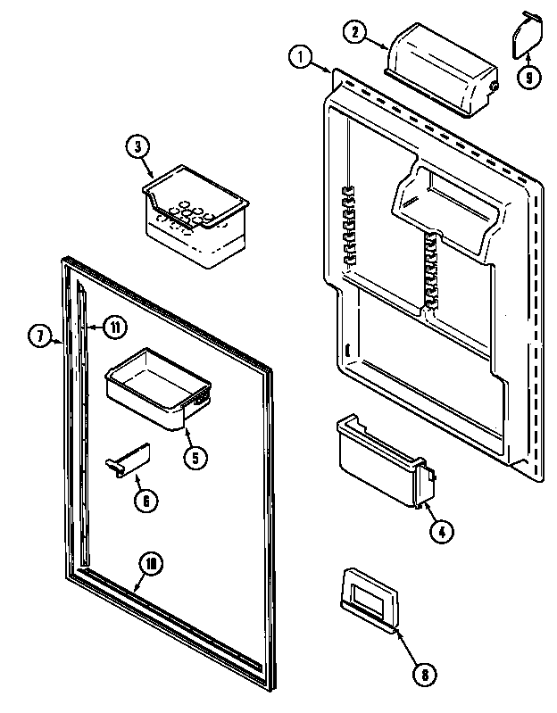 Jenn-Air JTB2488AEA fresh food inner door diagram