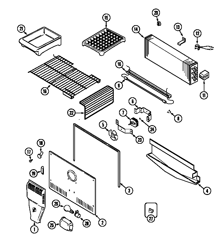 Maytag GT2127PVCW freezer compartment diagram