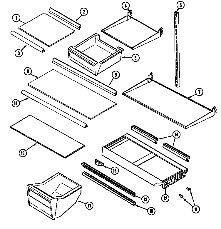 Admiral ATB1914ARA shelves & accessories diagram