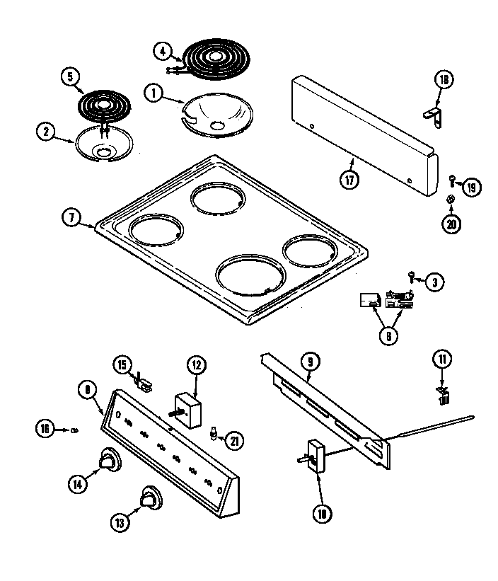 Hardwick 90131 top assembly/control panel diagram