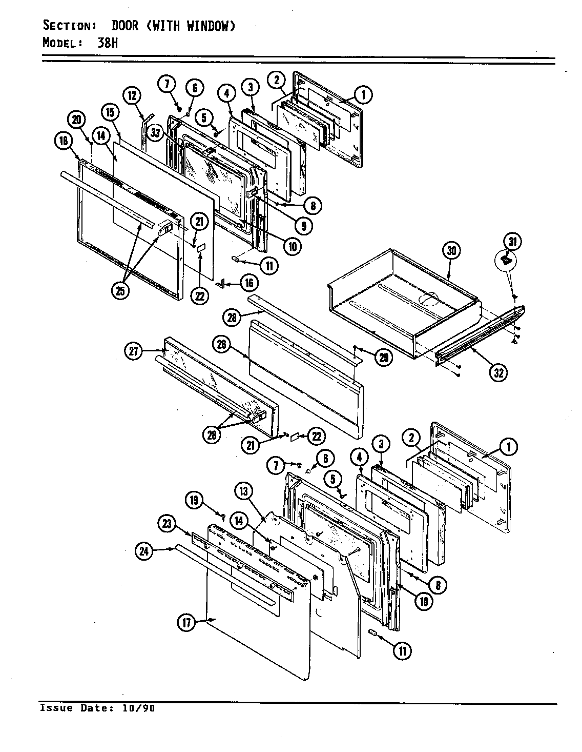 Magic Chef B38HA-3TXW-ON door diagram